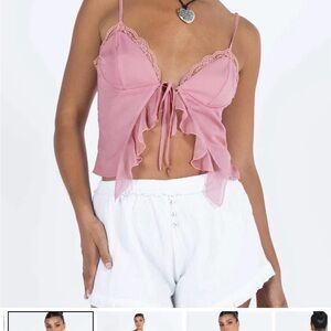 Princess Polly Pink Ruffle Crop Top
